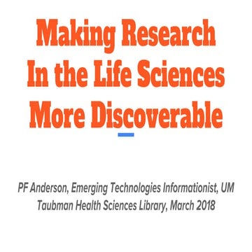 Making Research in the Life Sciences More Discoverable 