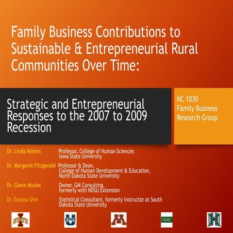 Family Business Contributions to Sustainable and Entrepreneurial Rural Commun...