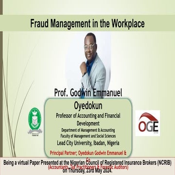 Fraud Management in the Workplace NCRIB Lecture