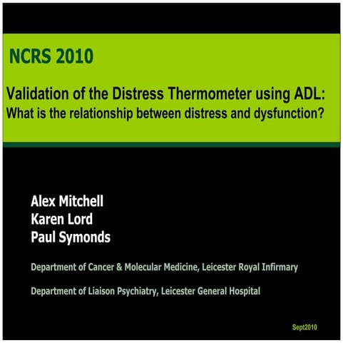 NCRS10 - What is the link between distress and dysfunction (Sept10) | PDF