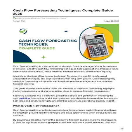 Cash Flow Forecasting: Methods, Types & Benefits