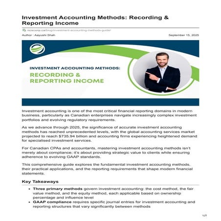 Investment Accounting: Income Recording & Reporting | PDF