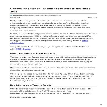 Comprehensive Guide to Canada Inheritance Tax and Cross-Border Rules ...