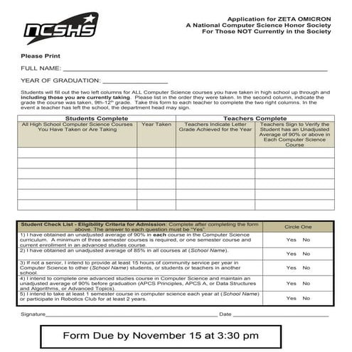 NCSHS student application_form