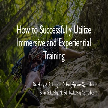 How to Successfully Utilize Immersive and Experiential Training
