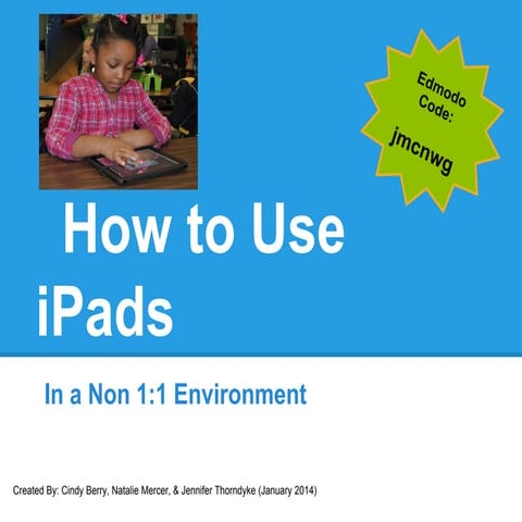 NCTIES How to use ipads in a Non 1:1 Environment