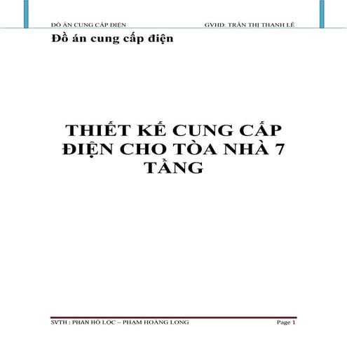 đồ áN cung cấp điện thiết kế cung cấp điện cho tòa nhà 7 tầng