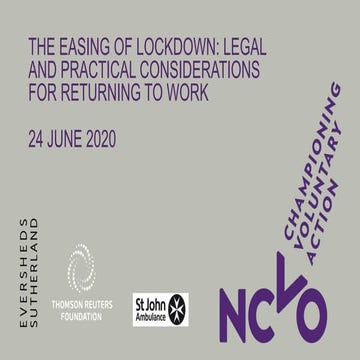 NCVO Webinar: Legal and practical considerations for returning to work