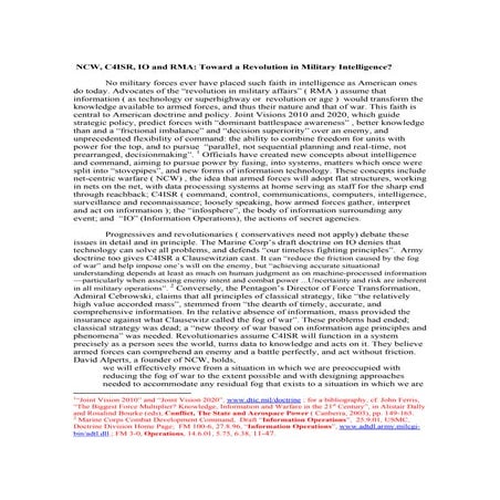 Ncw, c4 isr, io and rma paper