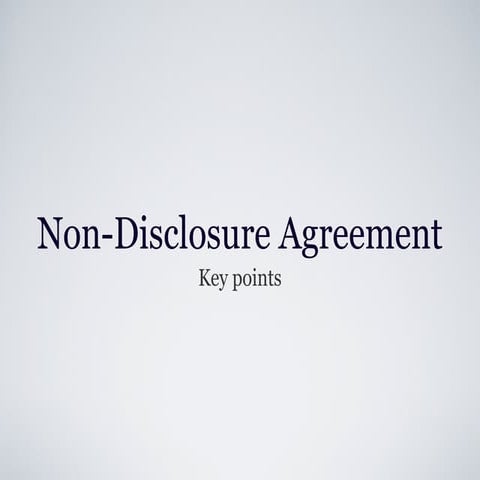 Non-Disclosure Agreement: key points