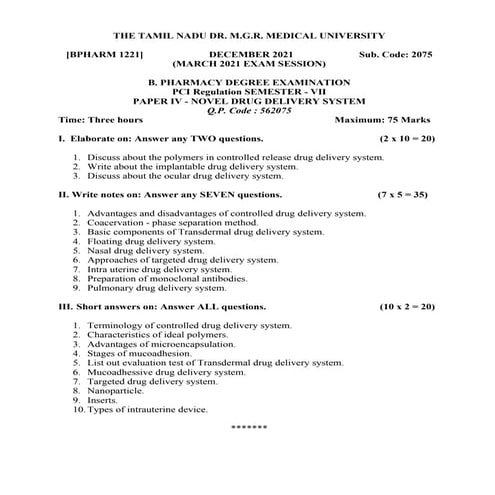 Comprehensive Review of Novel Drug Delivery Systems in Pharmacy | PDF