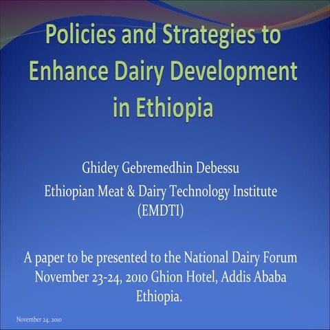 Policies and Strategies to Enhance Dairy Development in Ethiopia