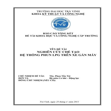 Đề tài: Nghiên cứu chế tạo hệ thống phun LPG trên xe gắn máy