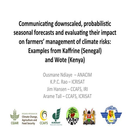 Climate Services: Empowering Farmers to confront climate risks at village-level