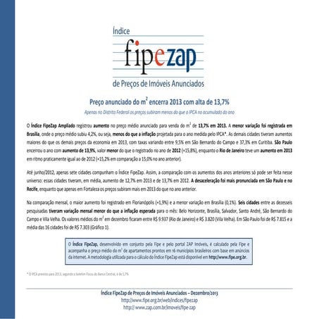 Índice FIPE ZAP divulgação Dezembro de 2013
