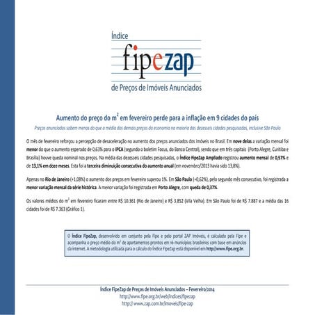 Índice FIPE ZAP divulgação Fevereiro de 2014
