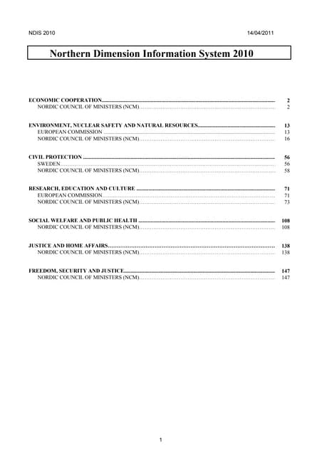 Northern Dimension Information System 2010 goes online