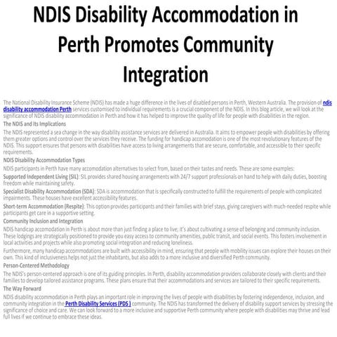 NDIS Disability Accommodation in Adelaide | PPTX