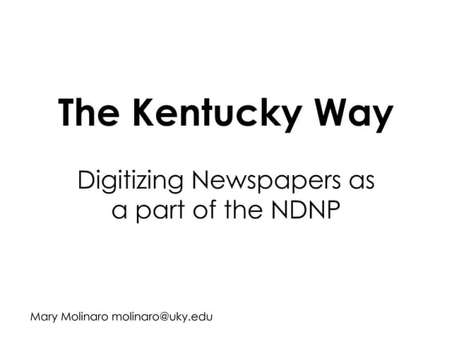 NDNP   the kentucky way
