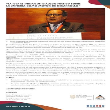 “La idea es iniciar un diálogo franco sobre la minería como motor de desarrollo”