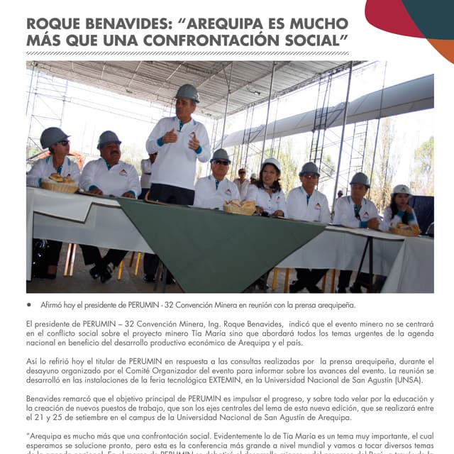 Roque Benavides: "Arequipa es mucho más que una confrontación social"