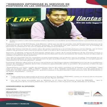 "Debemos optimizar el servicio de postventa en las empresas peruanas"