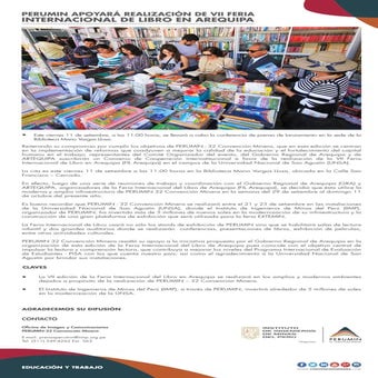 PERUMIN apoyará realización de la VII Feria Internacional del Libro en Arequipa