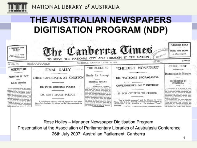 The Australian Newspapers Digitisat...