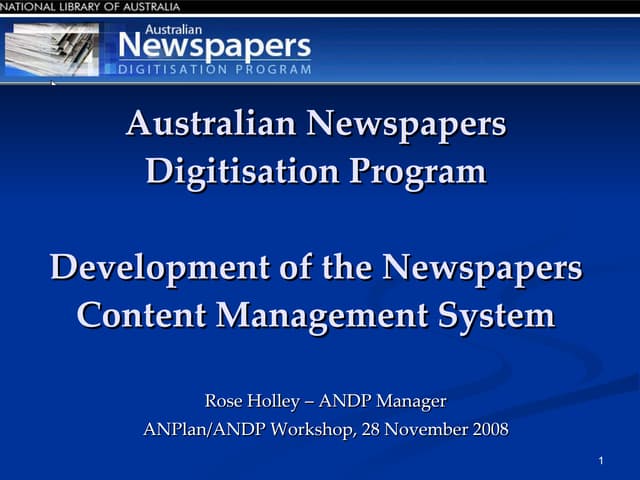 The Australian Newspapers Digitisat...