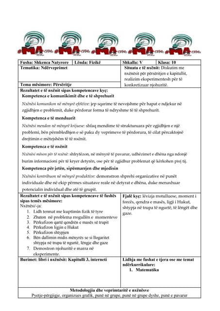Modeli i një planifikimi ditor | DOCX