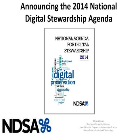 Introducing the National Digital Stewardship Agenda