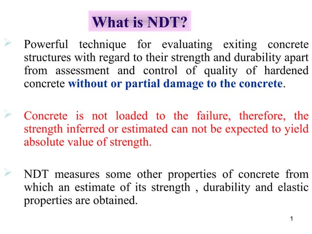 Non destructive test on concrete (ndt) | PPTX