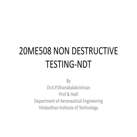 NON DESTRUCTIVE TESTING INTRODUCTION SYLLABUS