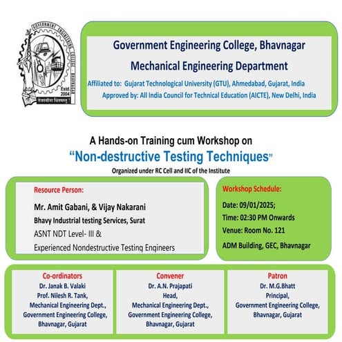 Non destructive testing techniques wokshop