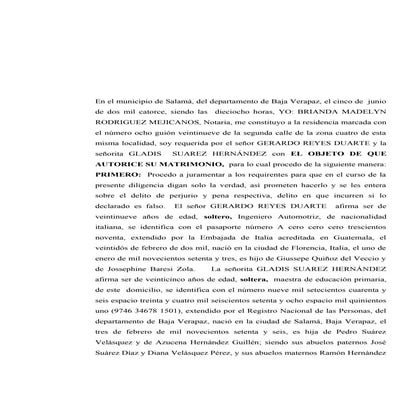 Ne. 28 acta notarial de matrimonio guatemalteca y extranjero