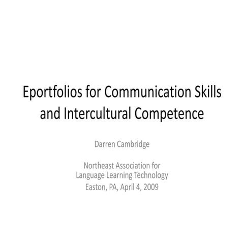 Eportfolios for Communication Skills and Intercultural Competence