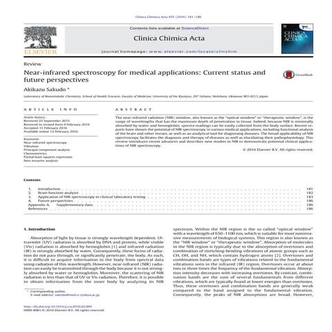 Near infrared spectroscopy for medical applications current status and future...