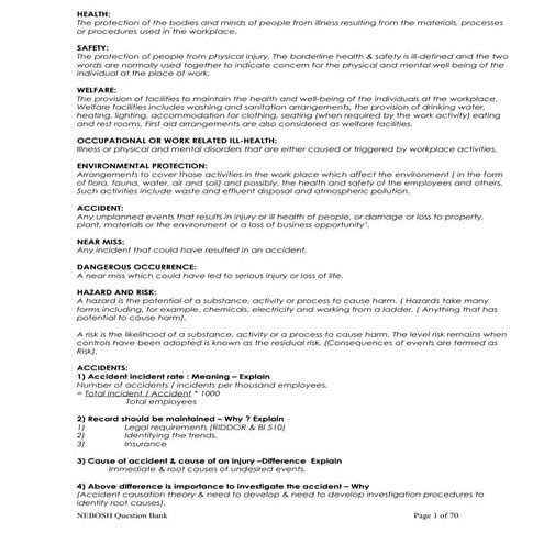 Nebosh important q&a