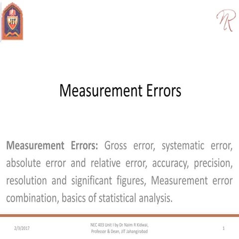 Measurement errors, Statistical Analysis, Uncertainty