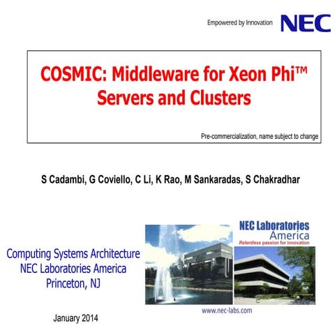 COSMIC: Middleware for Xeon Phi Servers and Clusters