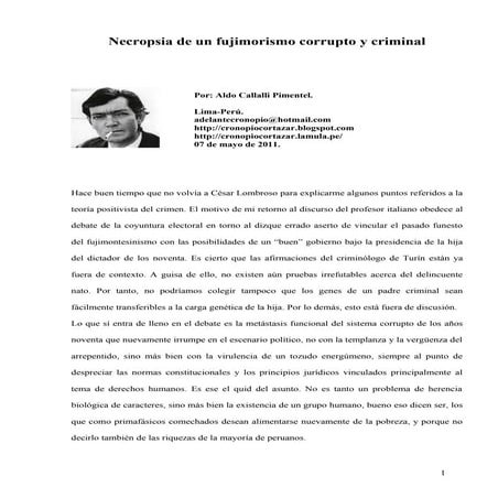 Necropsia de un fujimorismo corrupto y criminal