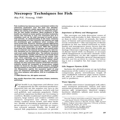 Necropsy techniques for fish  roy p.e. yanong