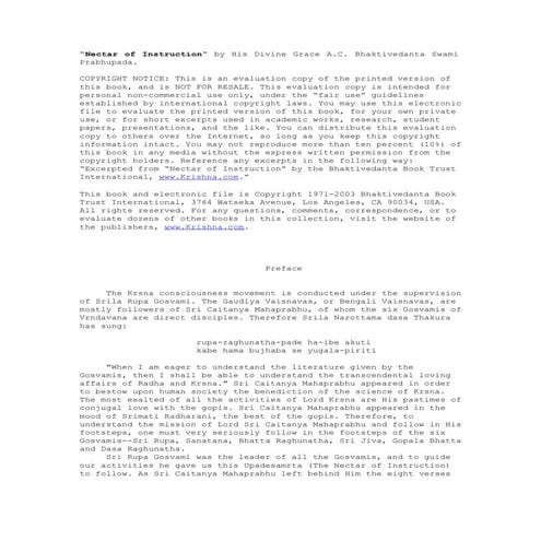 Nectar of instruction