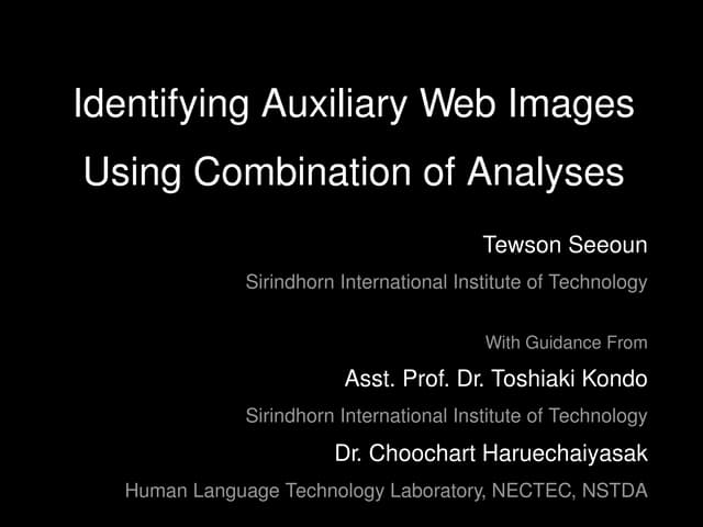 Identifying Auxiliary Web Images Using Combinations of Analyses
