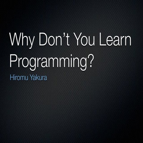 Why don't you learn programming?