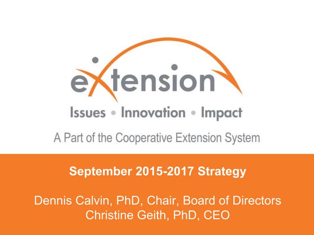 The NEW eXtension: Issues. Innovation. Impact.