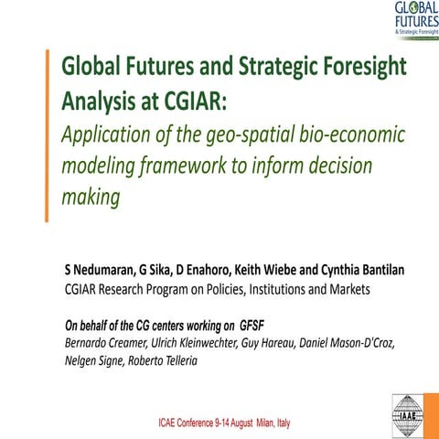 Application of the geo-spatial bio-economic modeling framework, ICAE 2015