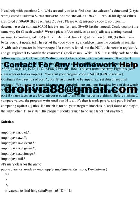 Need help with questions 2-4. Write assembly code to find absolute v.pdf