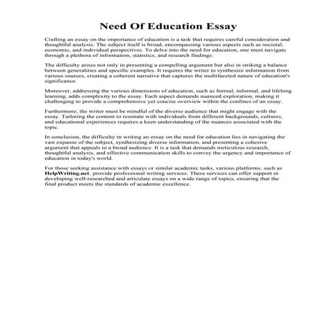 Need Of Education Essay
