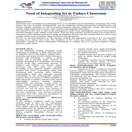 Need of integrating ict in todays classroom